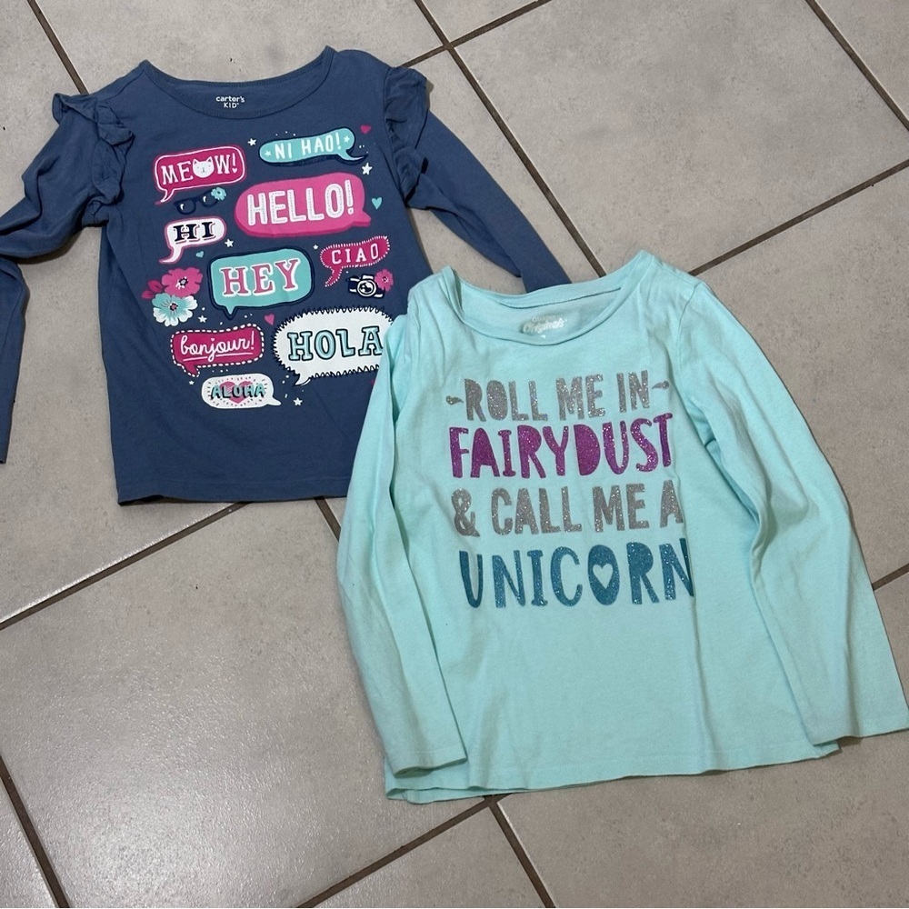 Carter’s & Oshkosh b’gosh Girls Kids Long sleeve shirts‎ size 7.